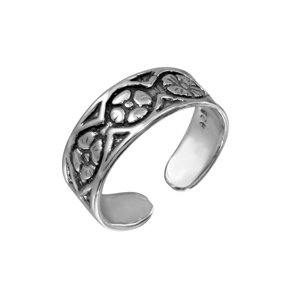 925 Sterling Silver Flower Link Toe Ring