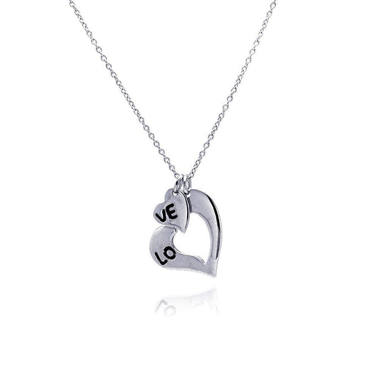 Silver 925 Rhodium Plated Love Heart Pendant Necklace