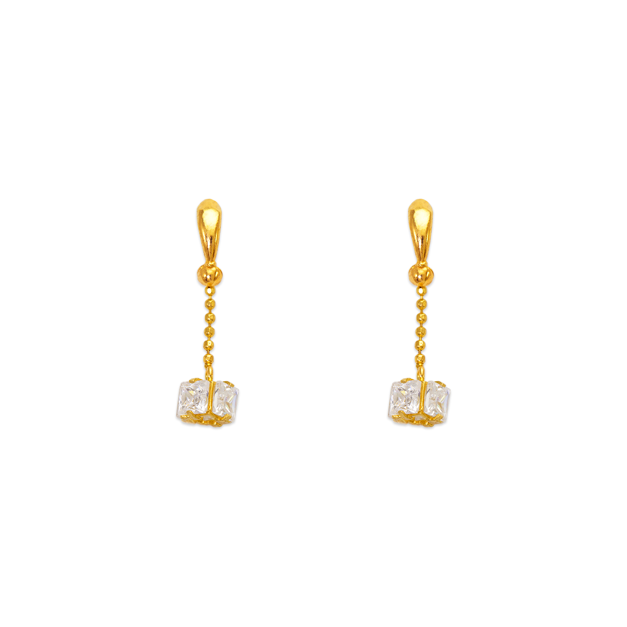 Dangling Cube CZ Stud Earrings