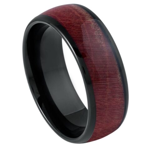 Black IP Plated Dyed Burgundy Hue Solidified Wood