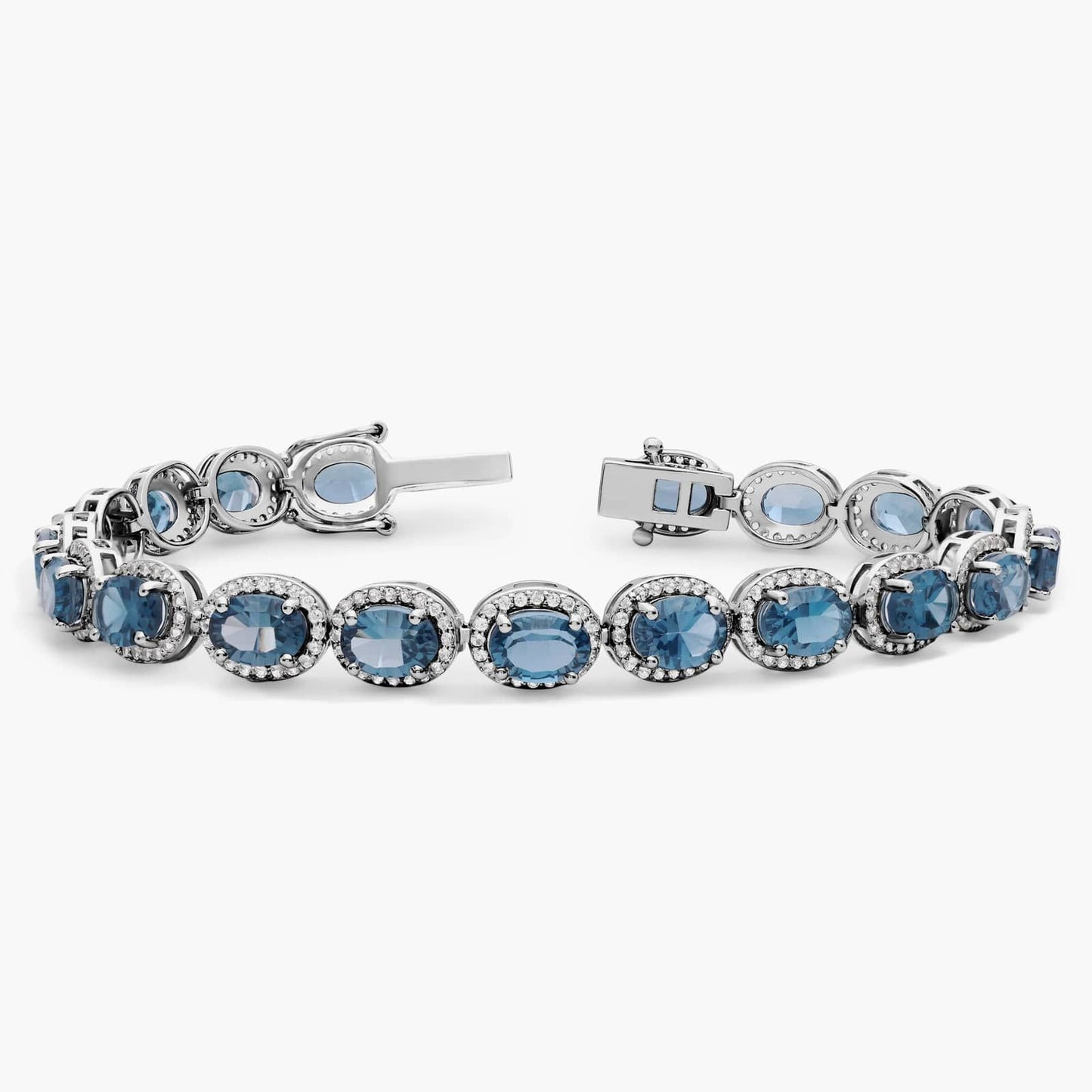 London Blue Topaz and White Topaz Halo Bracelet