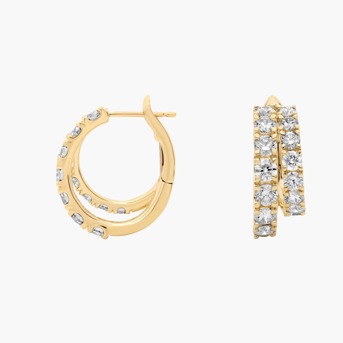 Diamond Double Row Hoop Earrings