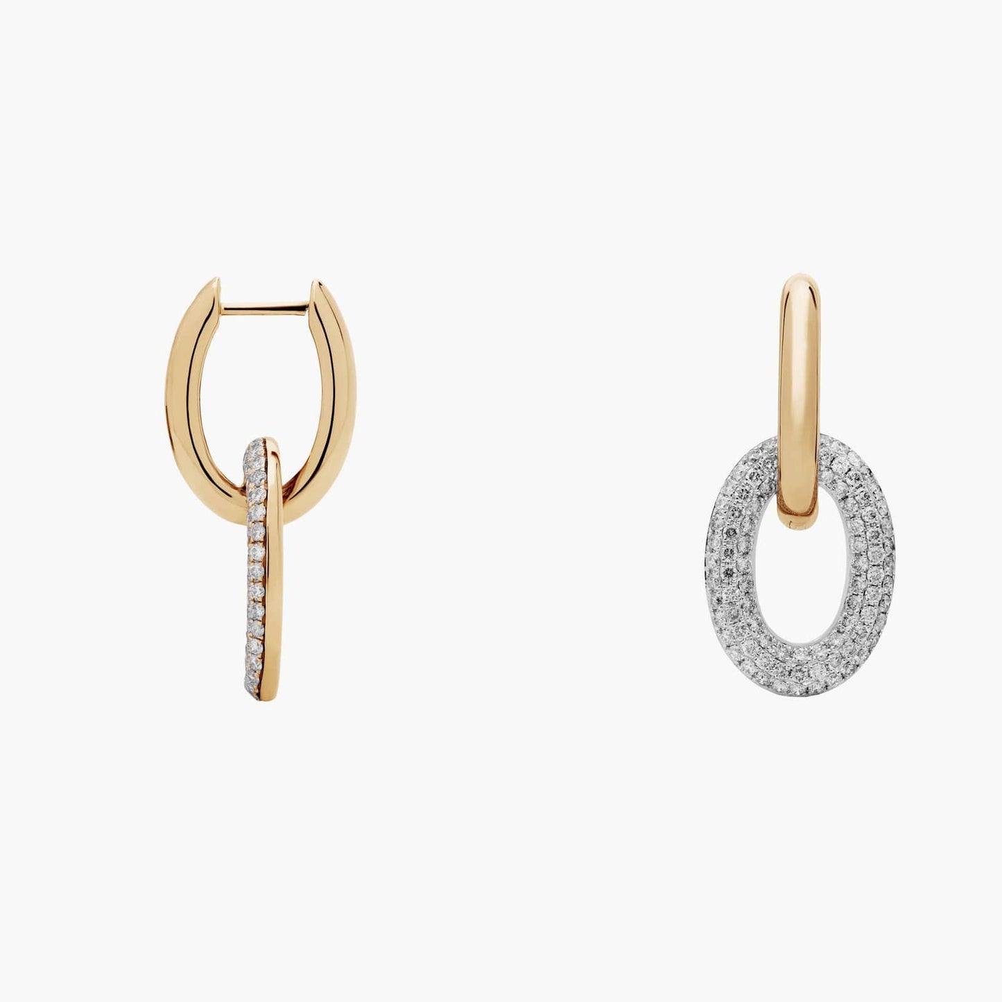 Two-Toned Interlocking Pavé Link Dangle Earrings