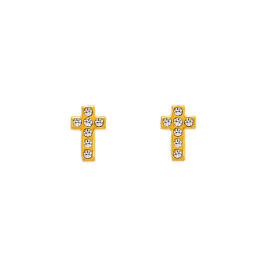 Cross CZ Stud Earrings