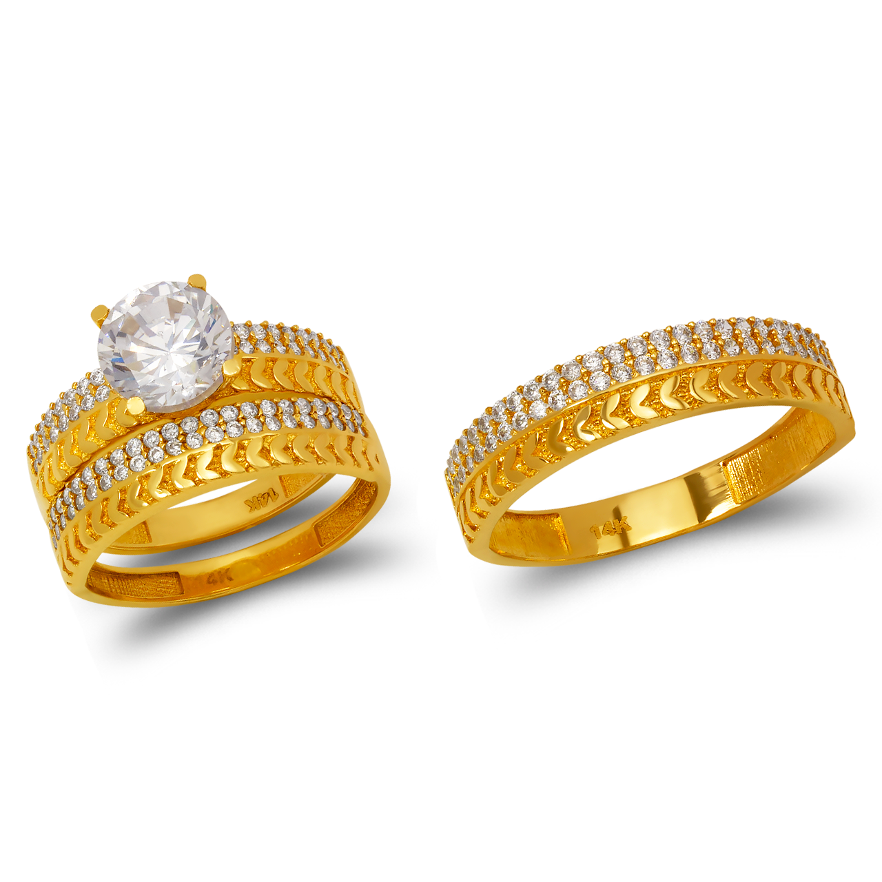 CZ Wedding Trio Ring Set