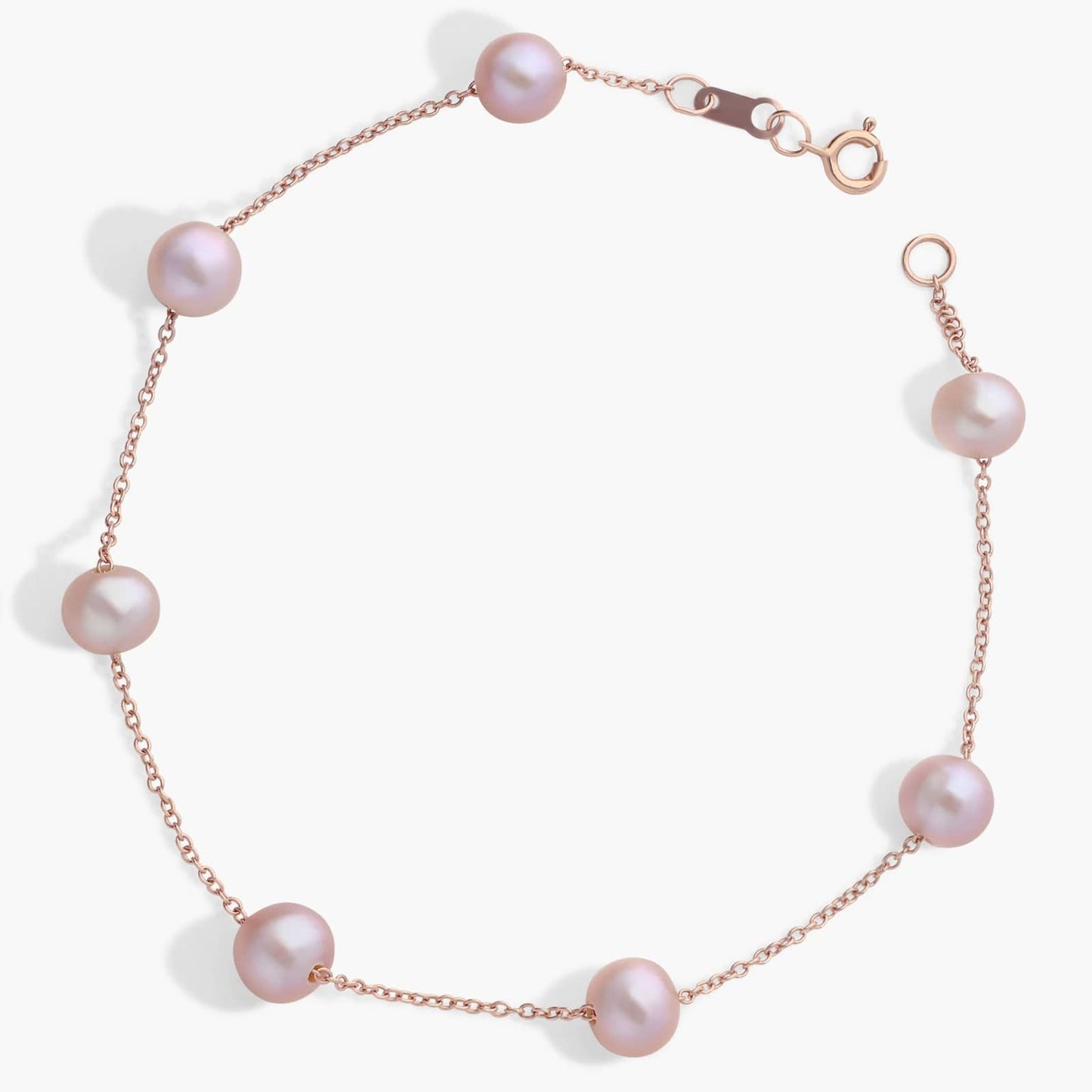 Pink Freshwater Cultured Pearl Tin Cup Stationed Bracelet