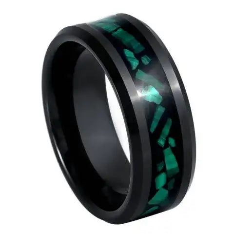 Black IP Plated Malachite Fragments Inlay