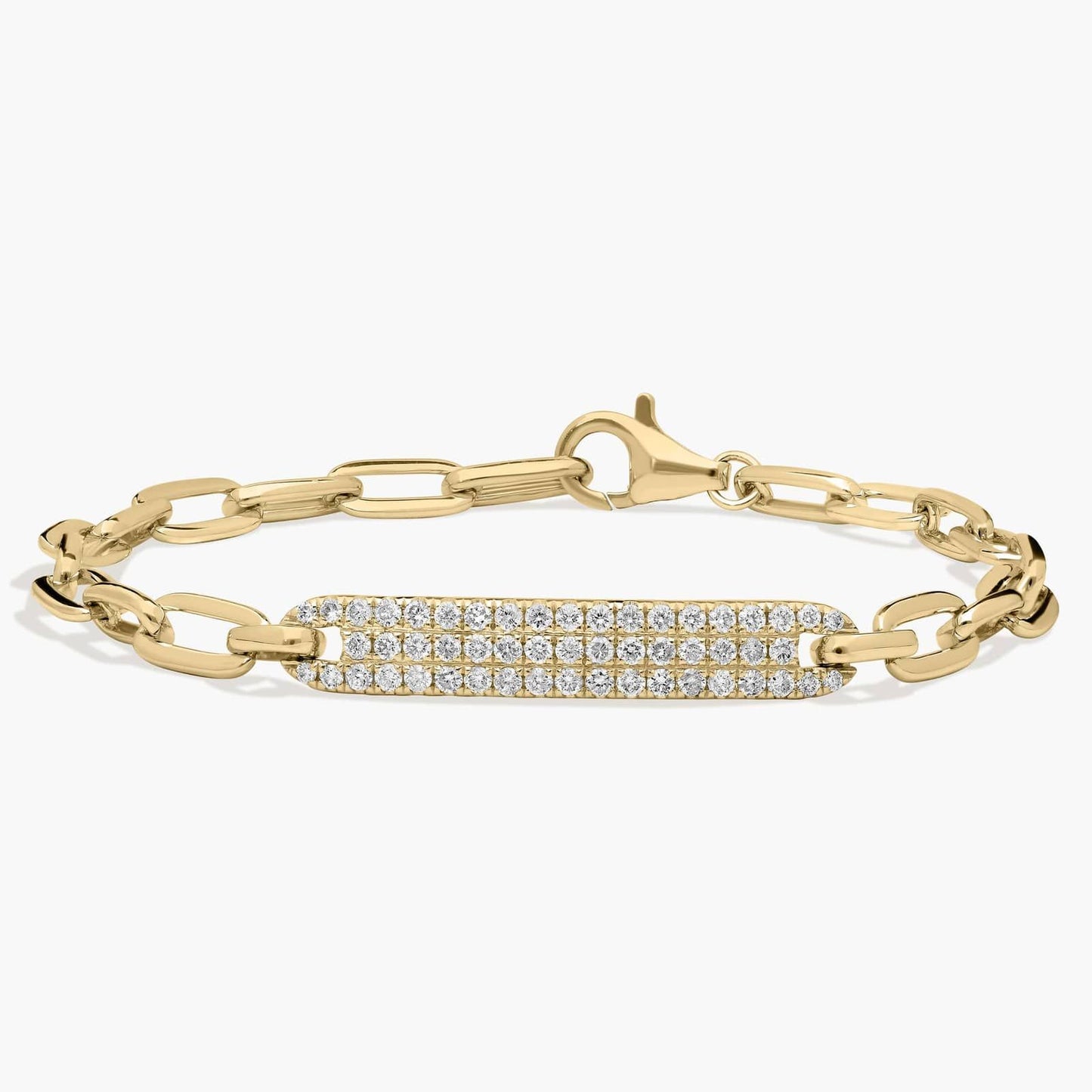 Pavé Diamond Tag Paperclip Bracelet