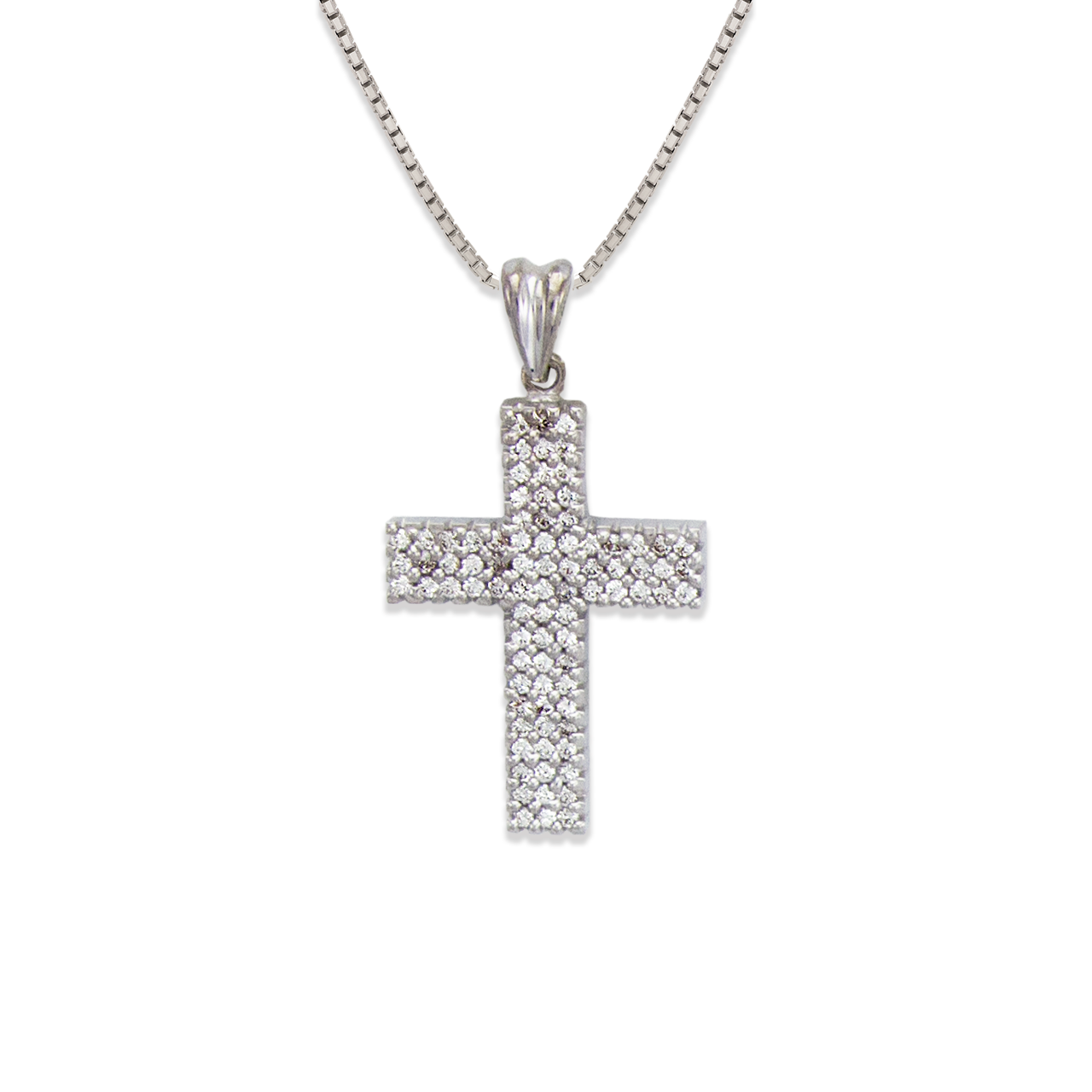 Flat Cross CZ Pendant