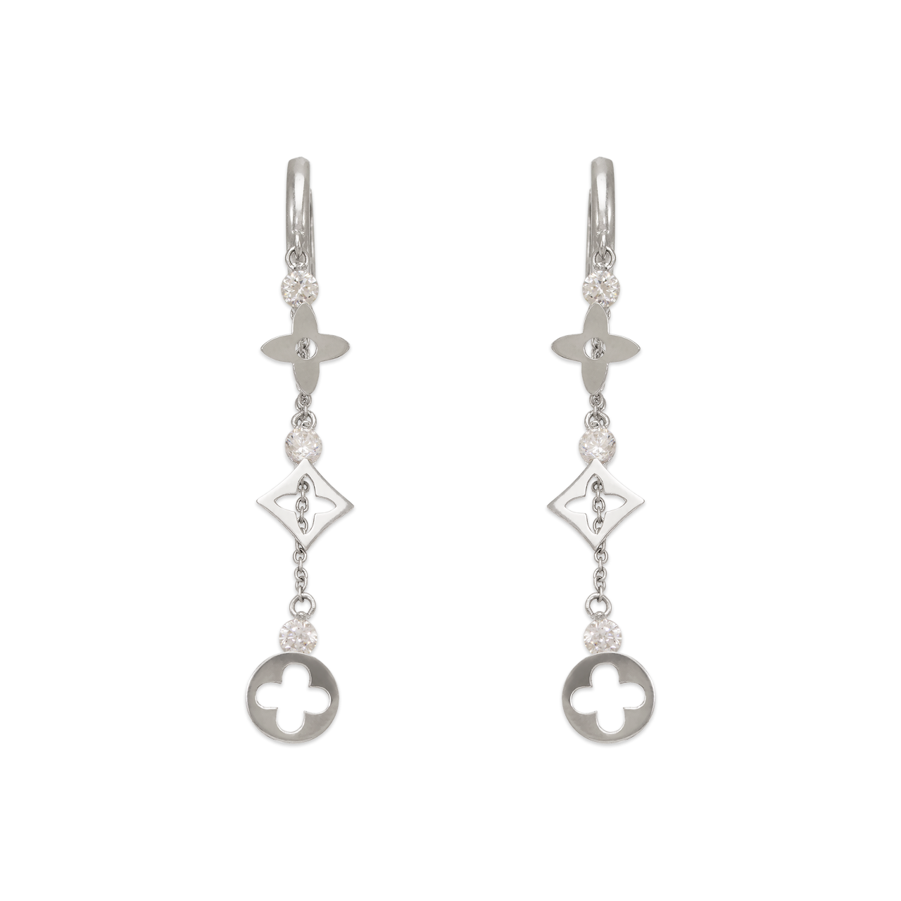 Fancy Design Dangling CZ Earrings