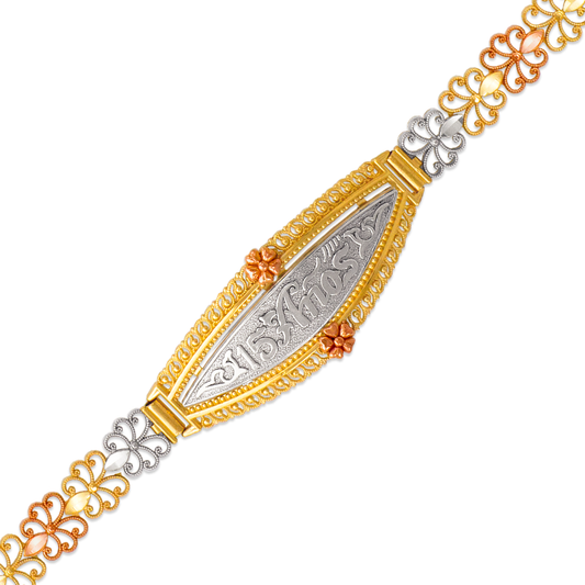 Faceted Diamond Cut 15 Anos ID Bracelet