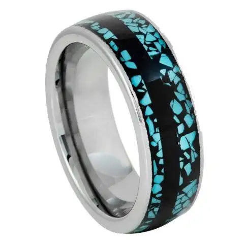 Turquoise Fragments Inlay & Black Strip Center