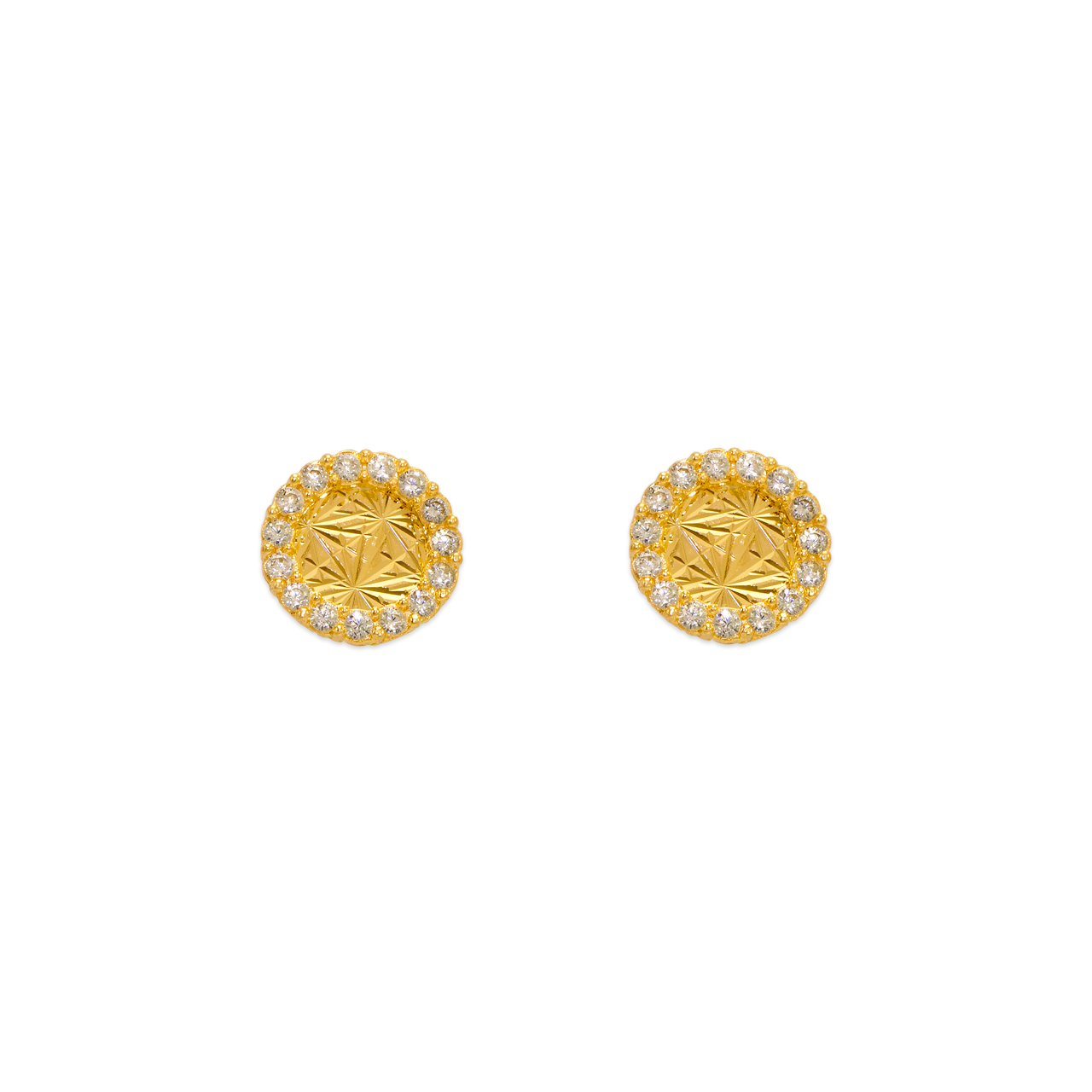 Diamond Cut Circle CZ Stud Earrings