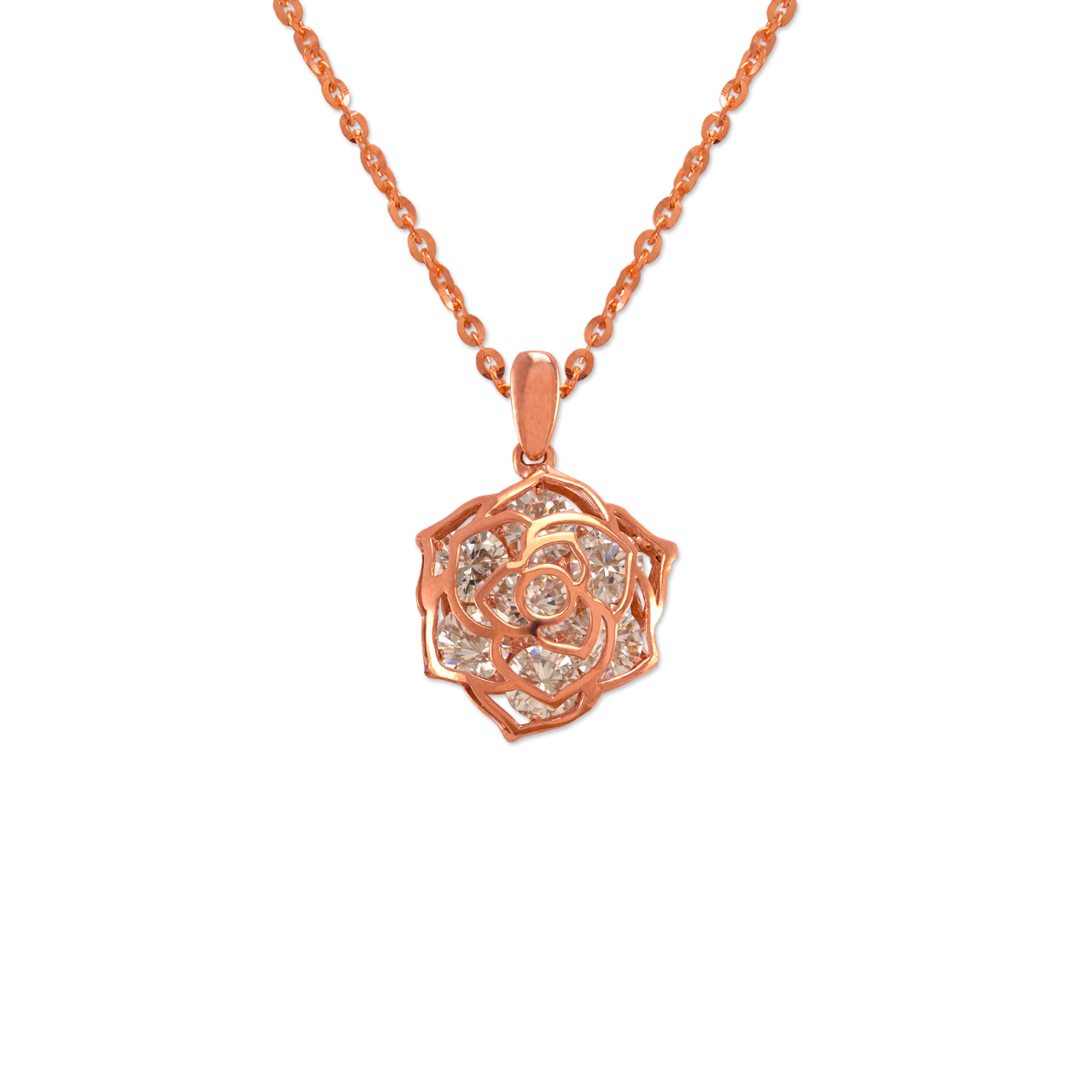 Ladies Fancy Rose CZ Pendant