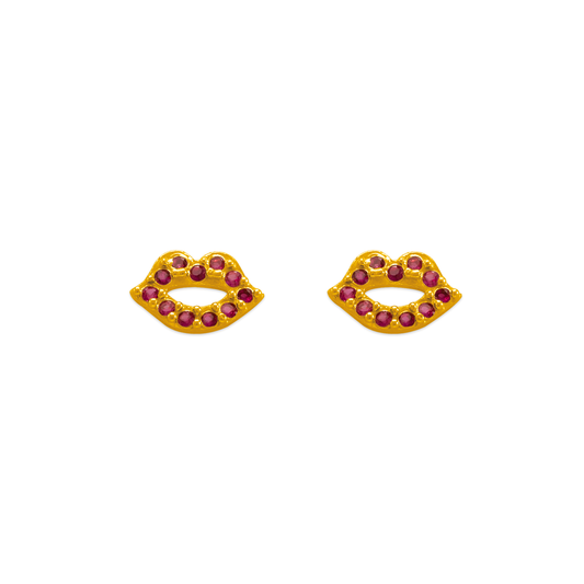 Rosy Lips CZ Stud Earrings