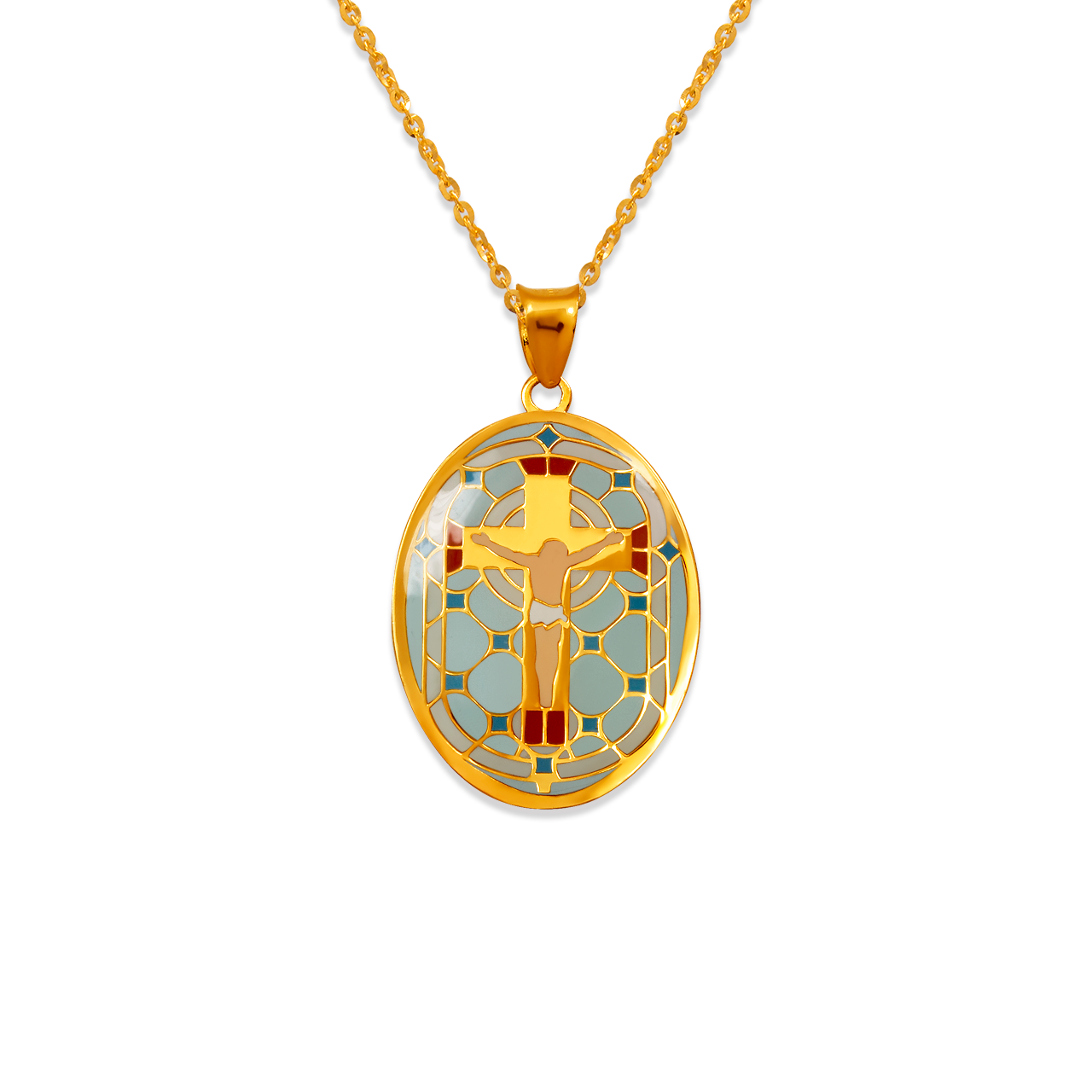 Oval Jesus Enamel Pendant