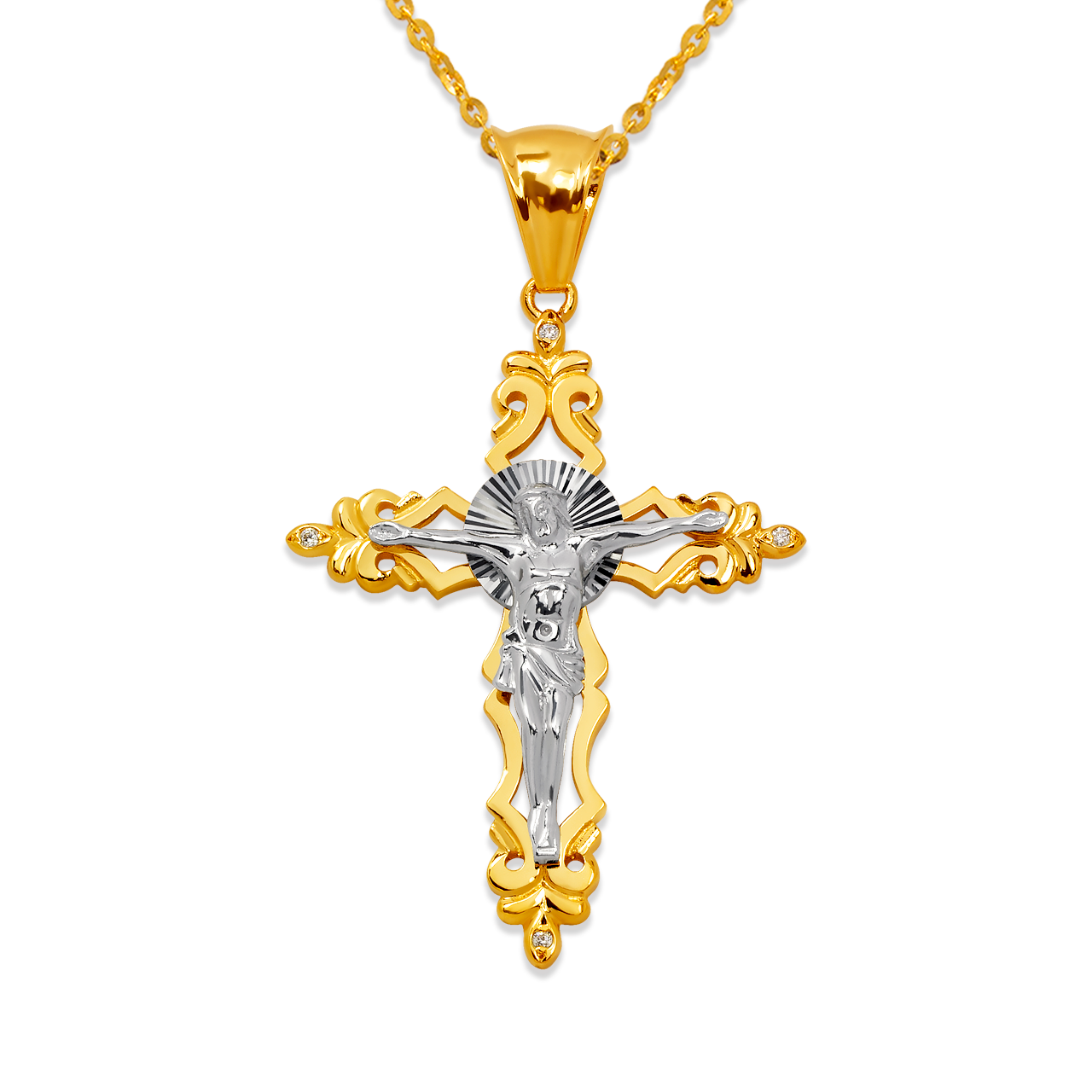 Fancy Jesus Cross CZ Pendant