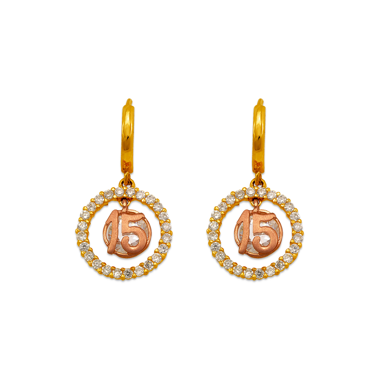 Fancy 15 Anos Dangling CZ Earrings