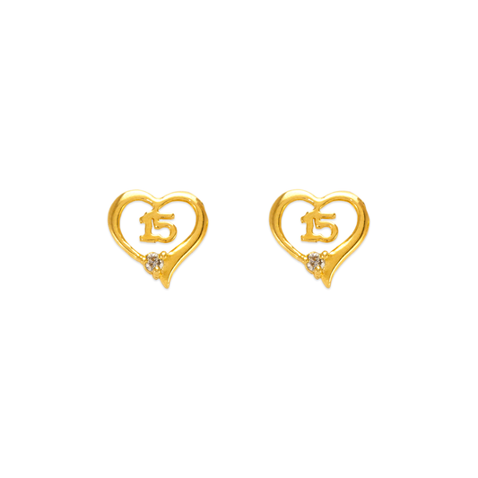 15 Anos Heart Stud Earrings