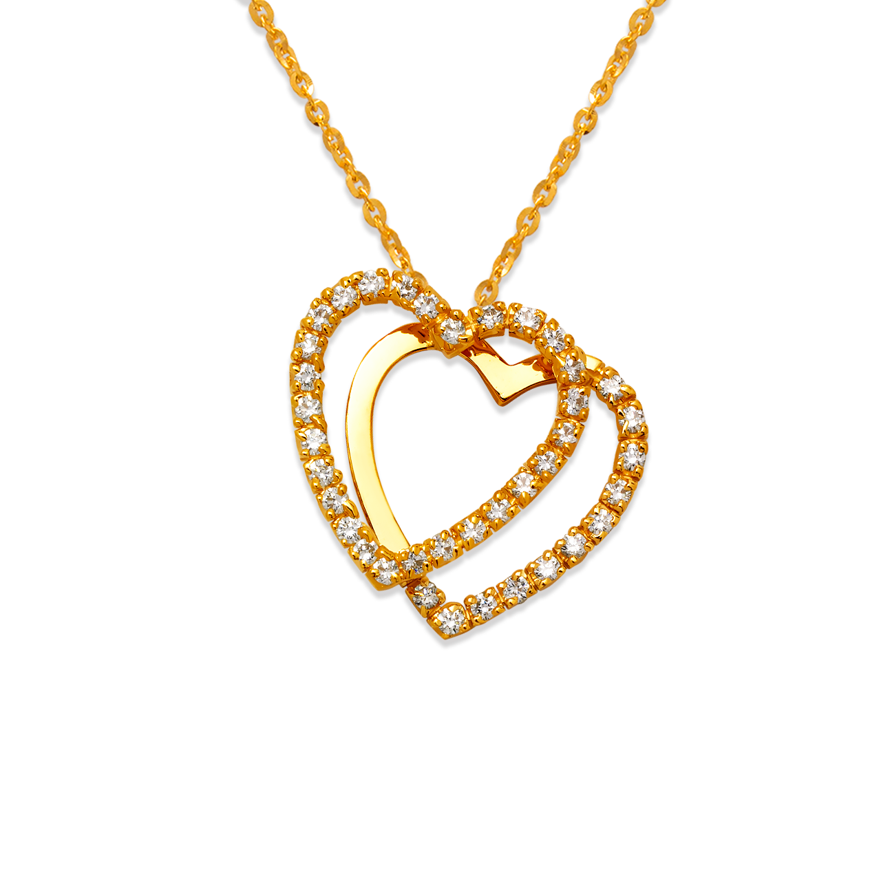 Two Hearts CZ Pendant