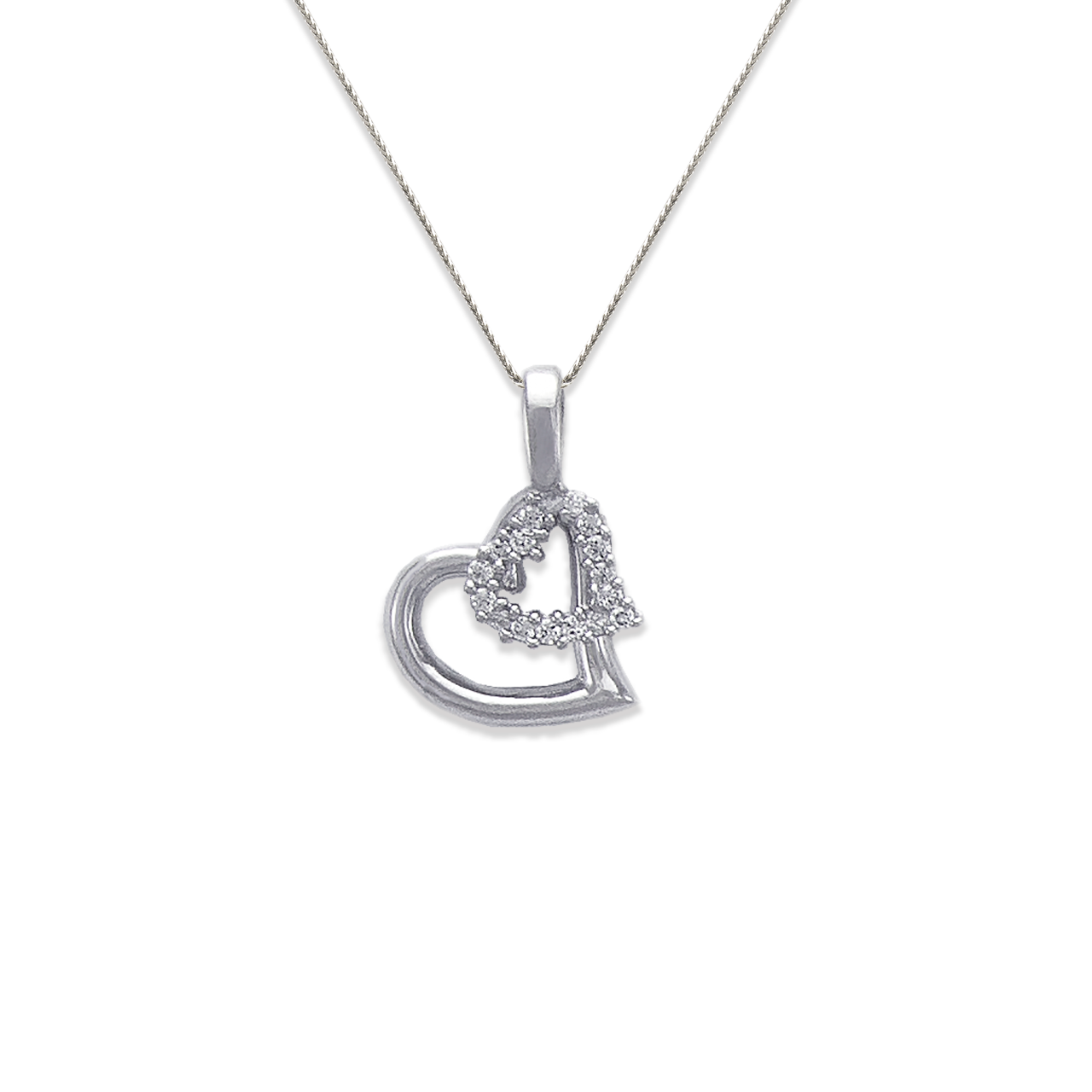 Two Hearts CZ Pendant