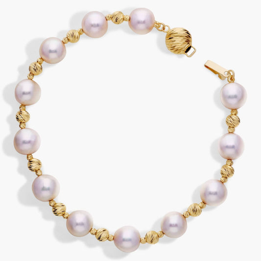 Alternating Akoya and Gold Bead Bracelet