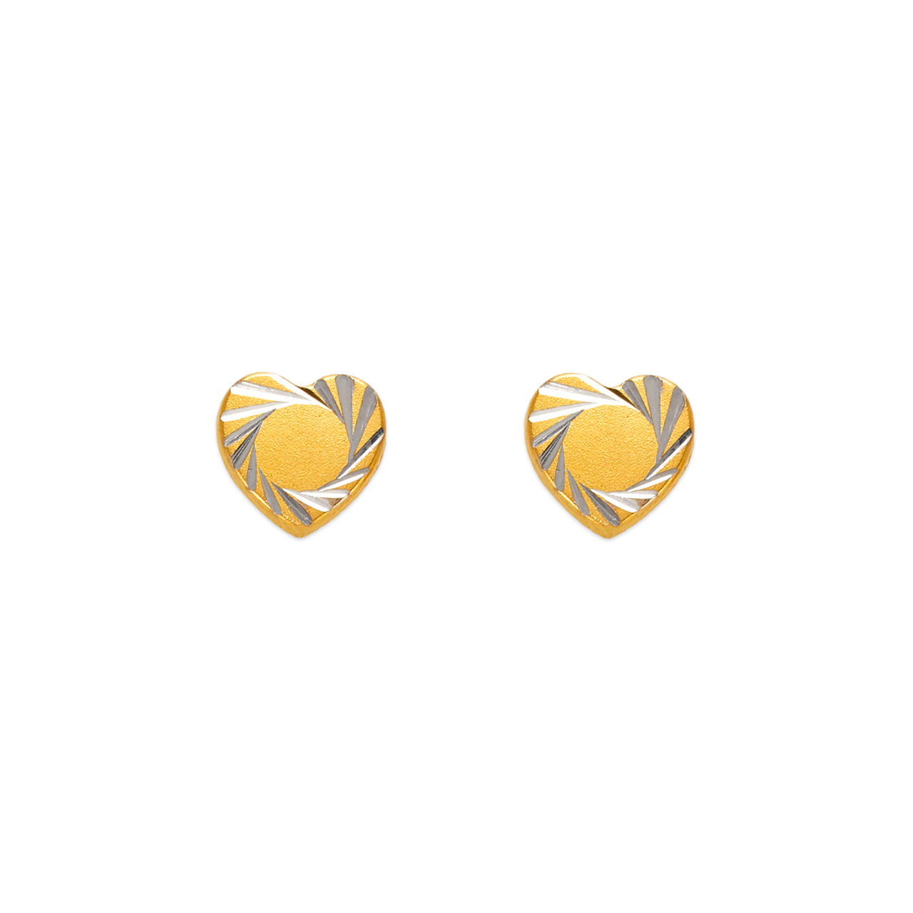 Diamond Cut Heart Stud Earrings