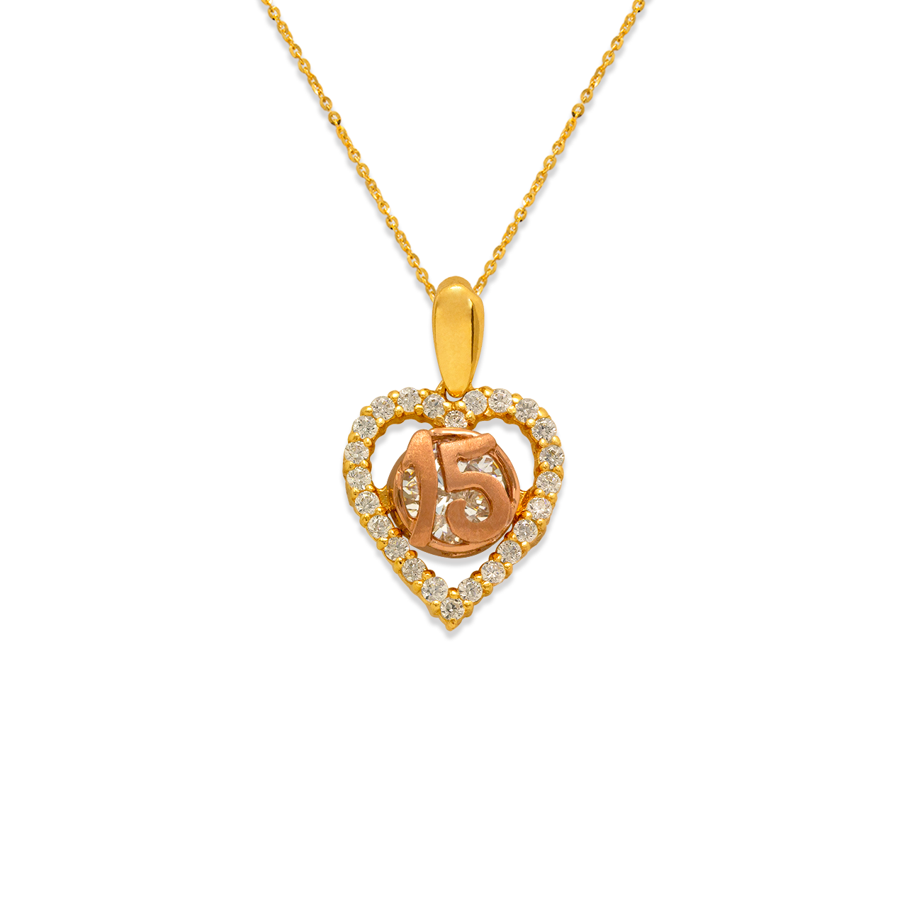 Fancy 15 Anos Heart CZ Pendant