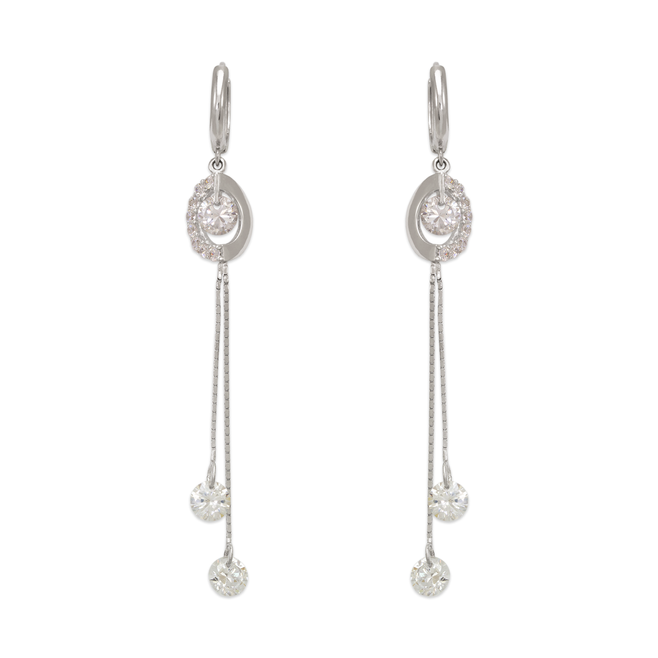 Fancy Design Dangling CZ Earrings