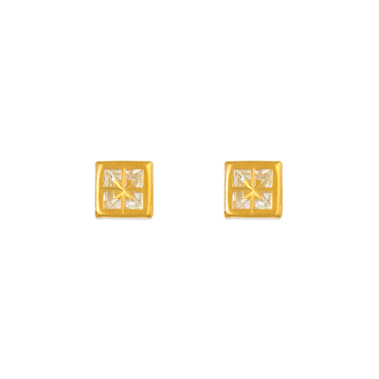 Square Bezel CZ Stud Earrings