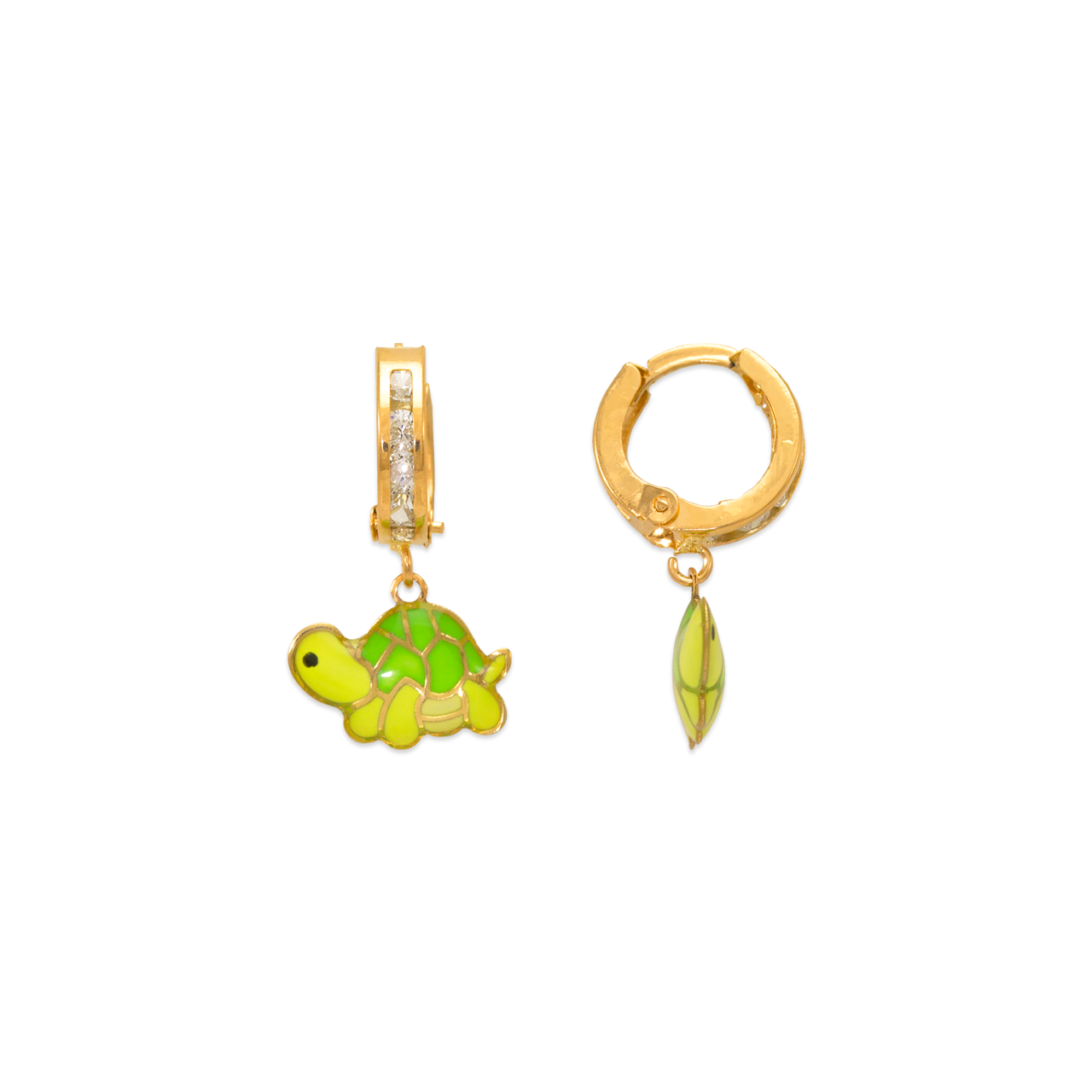 Turtle Enamel Huggie Earrings