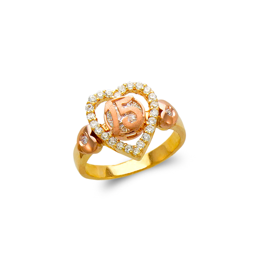 Ladies Fancy 15 Anos Heart CZ Ring