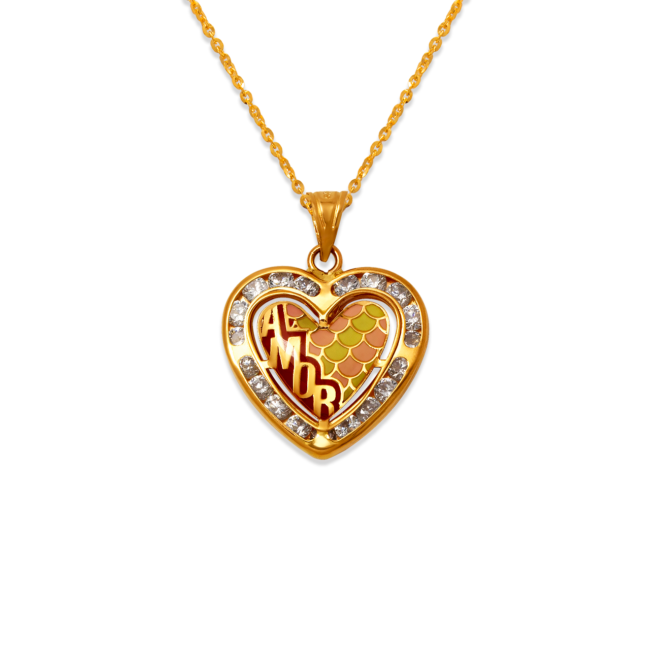 Heart Amor Enamel CZ Pendant