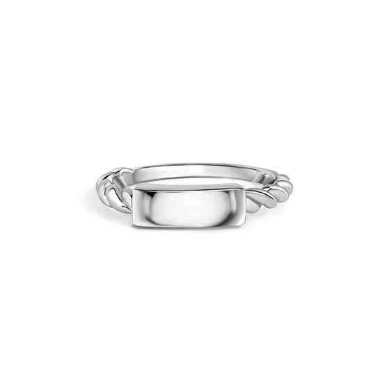 925 Sterling Silver Nickel Free Rhodium Plated Bar Tag Design Ring