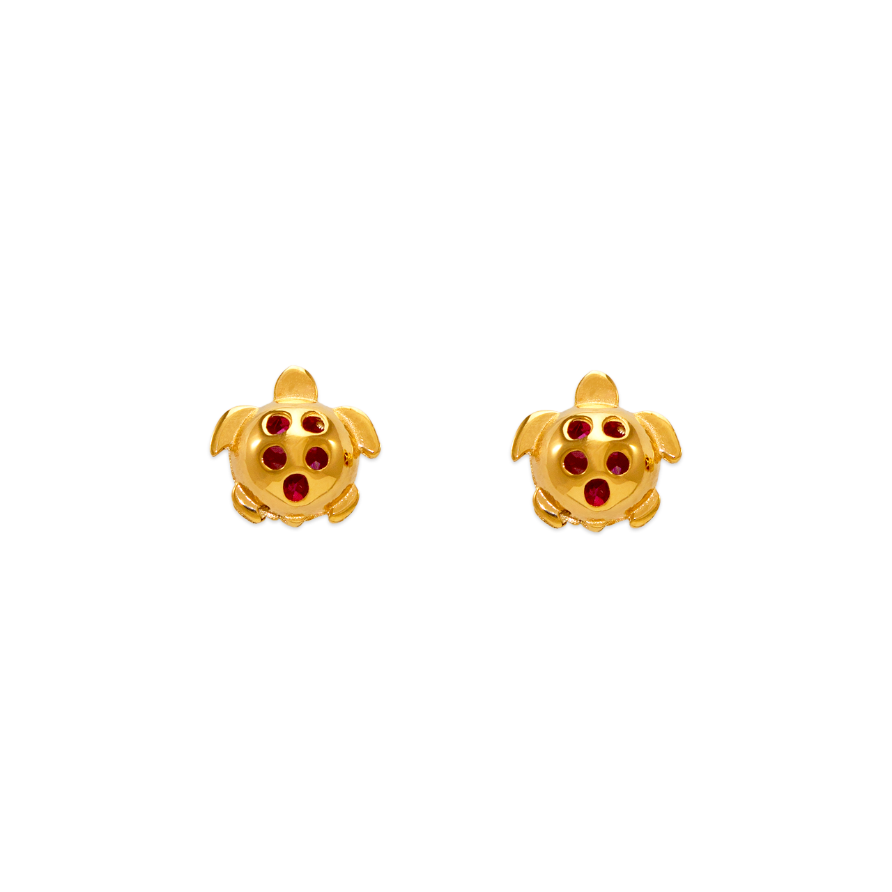 Small Red Turtle CZ Stud Earrings