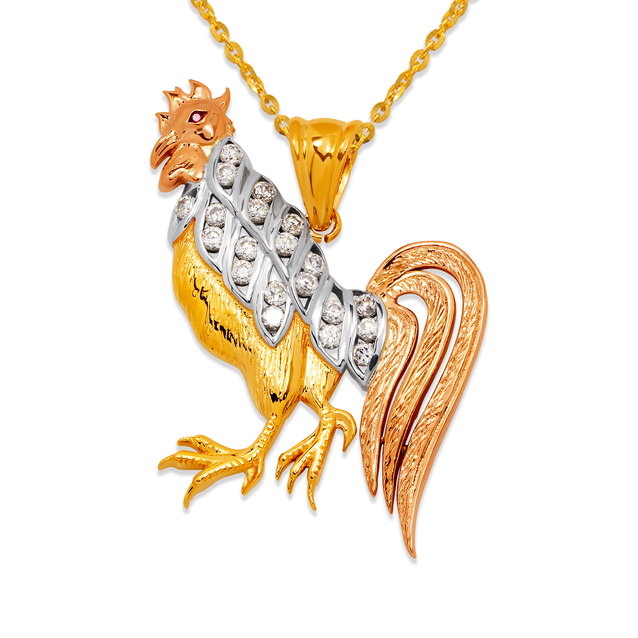 Fancy Rooster CZ Pendant