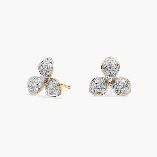 Two-Toned Pavé Diamond Petal Stud Earrings