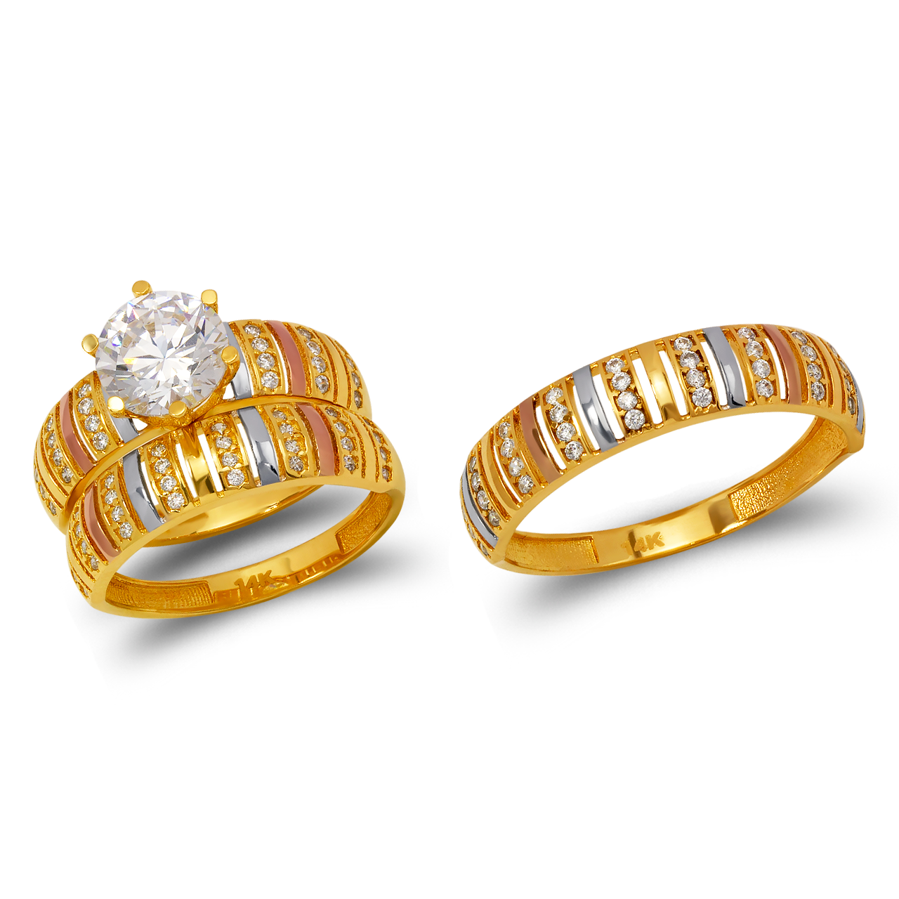 CZ Wedding Trio Ring Set