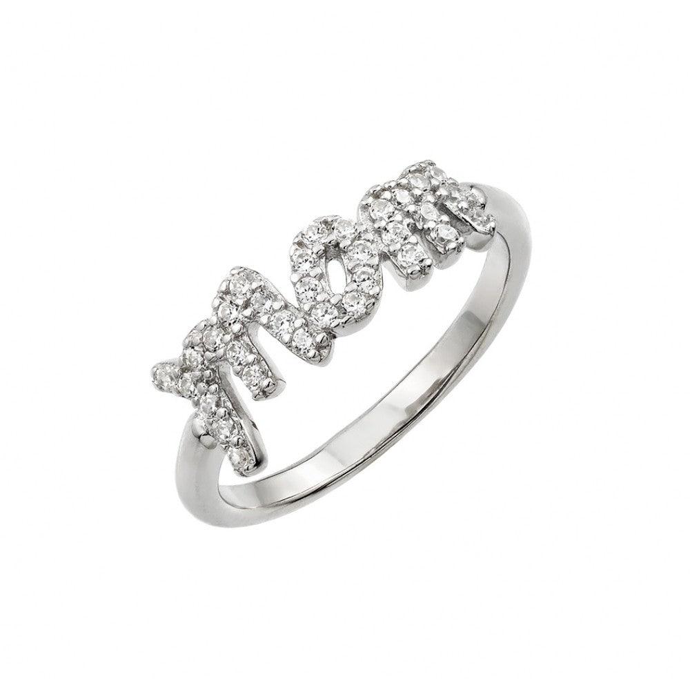 Silver 925 Rhodium Plated Mom Ring