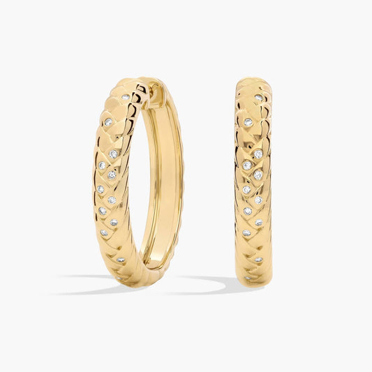 Scattered Diamond Braided Hoop Earrings