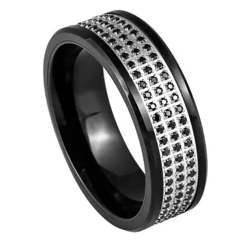 Black IP Plated 3 rows Black CZ Eternity