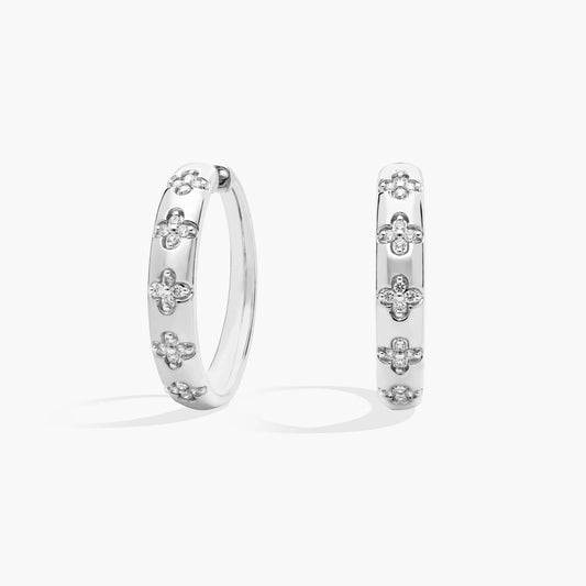 Diamond Flower Hoop Earrings