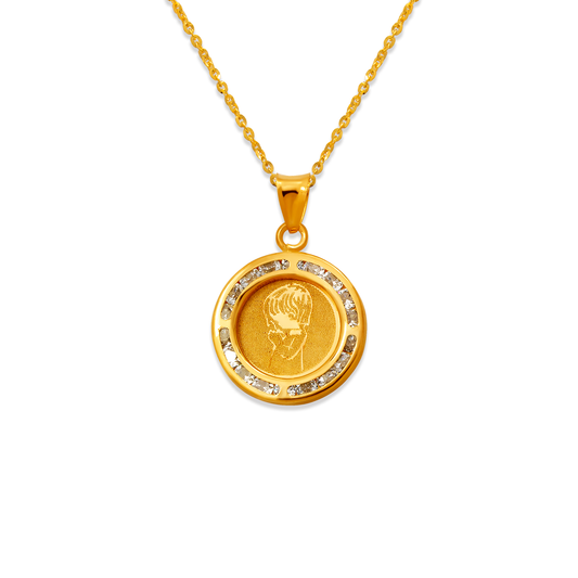 Round Girl Communion CZ Pendant