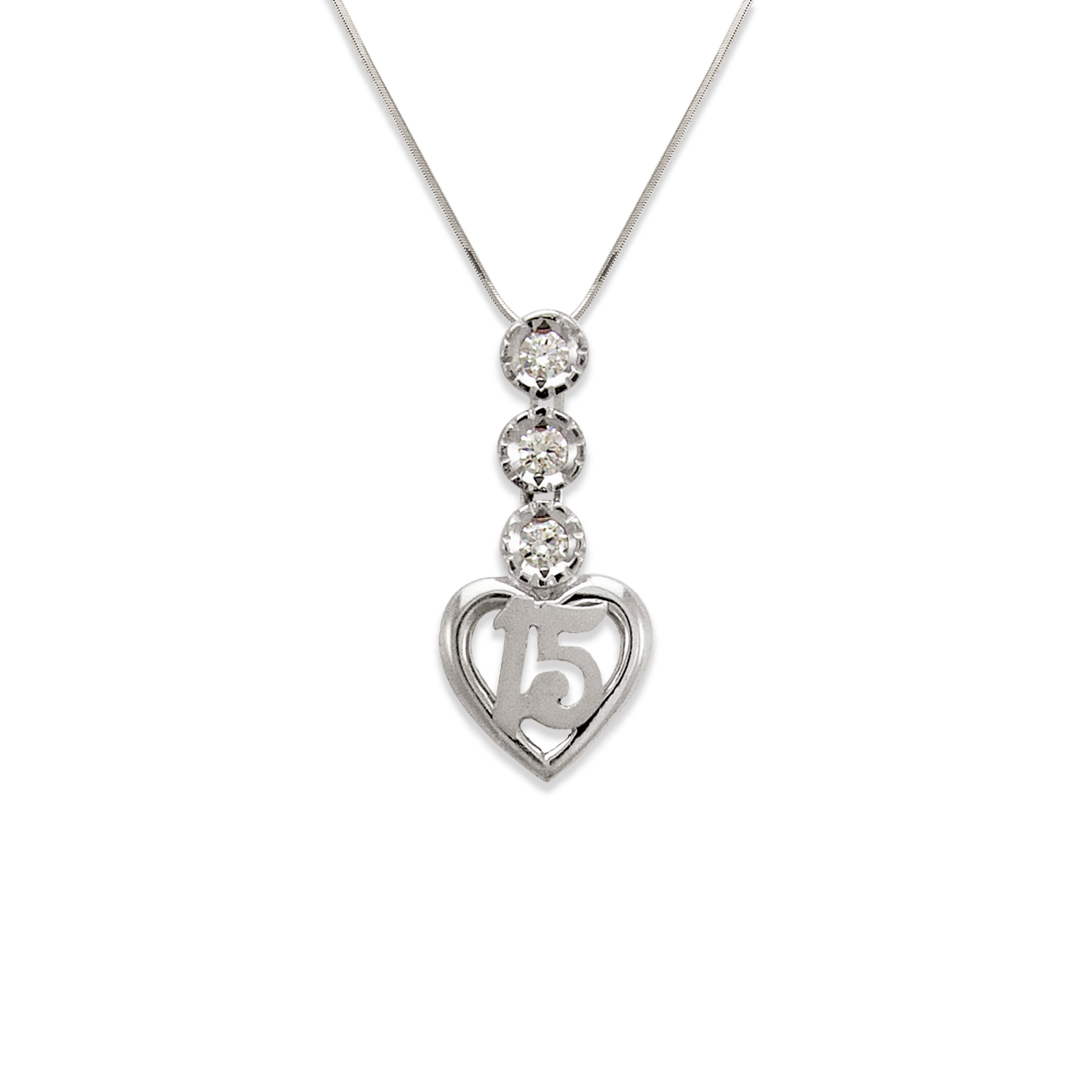 Fancy 15 Anos Heart CZ Pendant