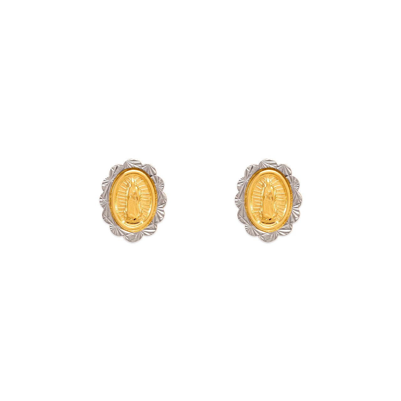 Diamond Cut Beveled Flower Guadalupe Stud Earrings