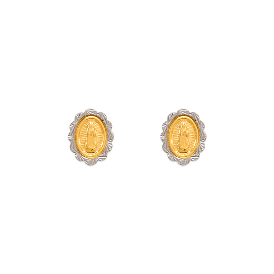 Diamond Cut Beveled Flower Guadalupe Stud Earrings