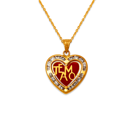 Heart Te Amo Enamel CZ Pendant