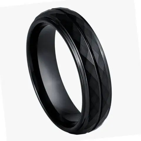 Black IP Faceted Finish with Center Groove