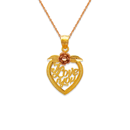 I Love You Rose Heart Pendant