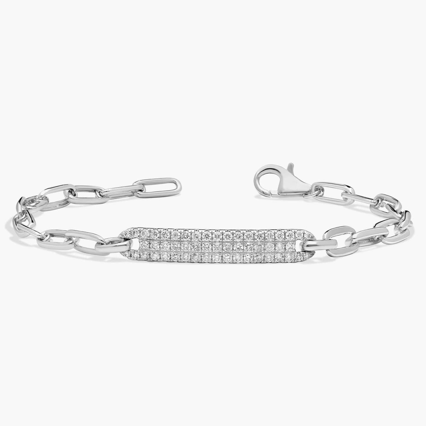 Pavé Diamond Tag Paperclip Bracelet